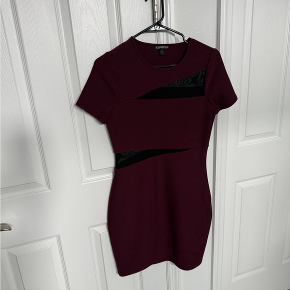 Express Dresses & Skirts - Express Burgundy Cut Out Mini Dress